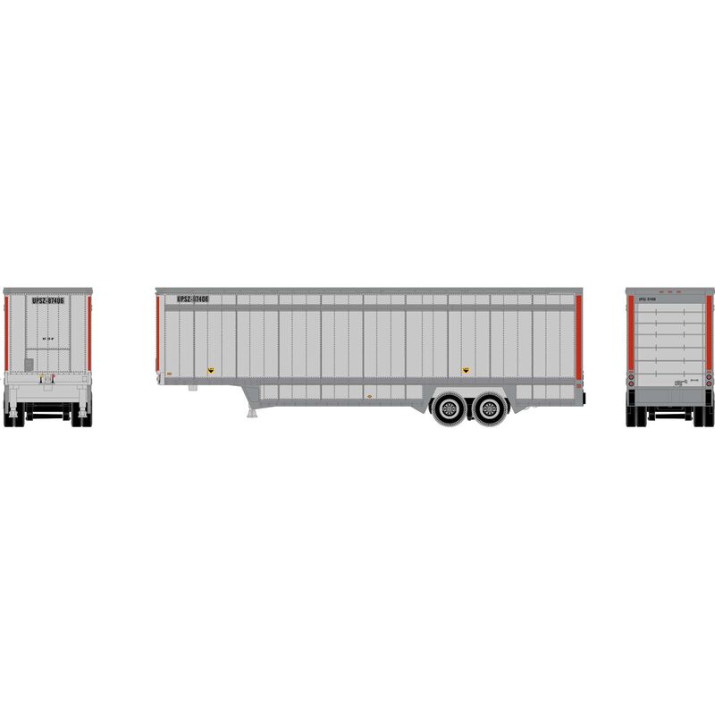 Athearn N 40' Drop Sill Parcel Trailer,UPS/RedStrip #87406 - ATH30123