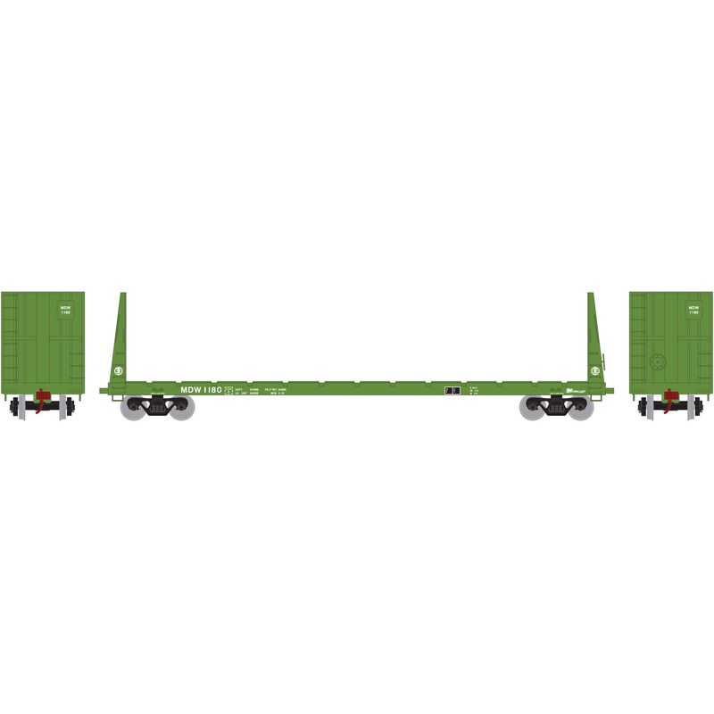 Athearn HO RTR 60' Bulkhead Flat, MD&W #1180 - ATH90236