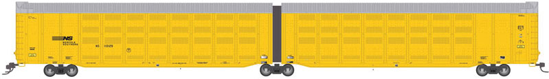 Atlas Articulated Auto Carrier - Ready to Run - Master(R) -- Norfolk Southern #110125 (yellow, silver, black, white) - ATL20005823