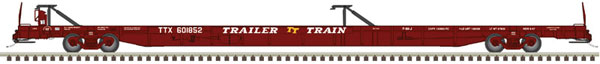 Atlas ACF 89' F89-J Flatcar with Mid-End Hitches - Ready to Run -- Trailer-Train 601142 (As Delivered Boxcar Red) - ATL20006126
