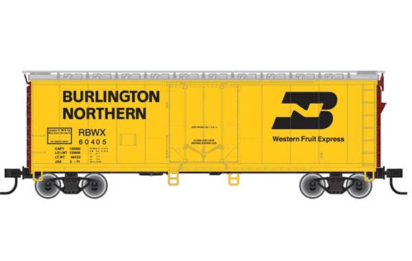 Atlas 40' Plug-Door Boxcar - Ready to Run -- Burlington Northern RBWX 60246 (yellow, black, Boxcar Red) - ATL20006142