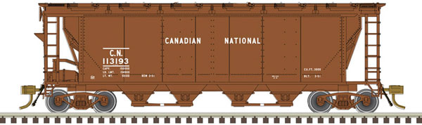 Atlas Slab-Side Covered Hopper - Ready to Run - Master(R) -- Canadian National #113220 (12-Hatch, As-Delivered; red, white) - ATL20006358