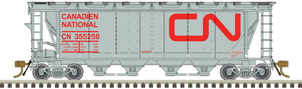 Atlas Slab-Side Covered Hopper - Ready to Run - Master(R) -- Canadian National #355196 (12-Hatch; gray, red; Noodle Logo) - ATL20006361