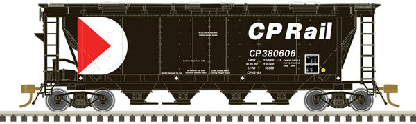Atlas Slab-Side Covered Hopper - Ready to Run - Master(R) -- Canadian Pacific 380621 (6 Hatch, black, red, white) - ATL20006368