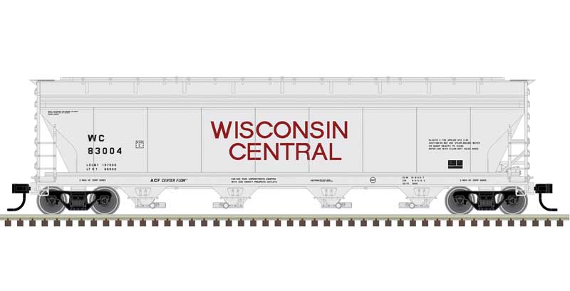 Atlas ACF 5250 Centerflow Covered Hopper - Ready to Run - Master(R) Plus -- Wisconsin Central 83004 (gray, maroon) - ATL20006397