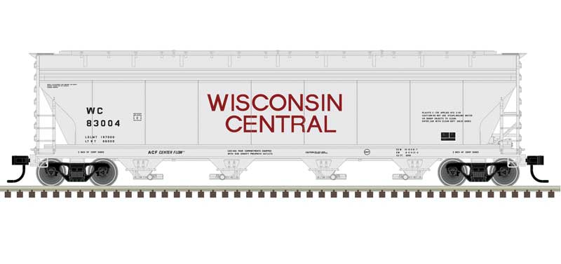 Atlas ACF 5250 Centerflow Covered Hopper - Ready to Run - Master(R) Plus -- Wisconsin Central 83027 (gray, maroon) - ATL20006398