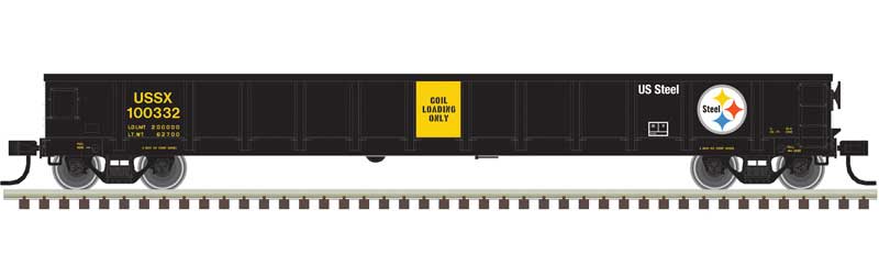 Atlas Evans 52' Gondola - Ready to Run -- US Steel 100332 (Fantasy Scheme, black) - ATL20006871