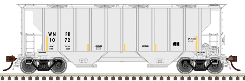 Atlas HO Portec 3000 2-Bay Covered Hopper - Ready to Run - Master(R) Plus -- Winifrede RR WNFR #1072 (gray, black)