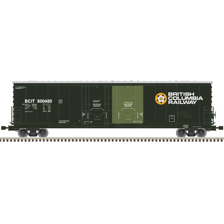 Atlas Evans 53' Double Plug-Door Boxcar - Ready to Run - Master(R) -- British Columbia Railway 800470 (green, white) - ATL50005208