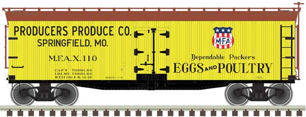 Atlas 40' Wood Reefer - Ready to Run - Master(R) -- Producers Produce 111 (yellow, Boxcar Red) - ATL50005489