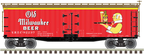 Atlas ATL50005627 40' Wood Reefer - Ready to Run -- Old Milwaukee 92237 (red, brown, white, yellow) - ATL50005627