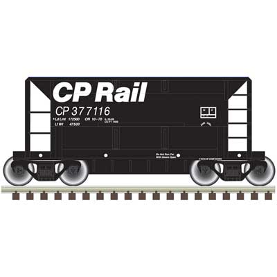 Atlas 70-Ton Ore Car - Ready to Run -- Canadian Pacific 377227 (black, white) - ATL50005753