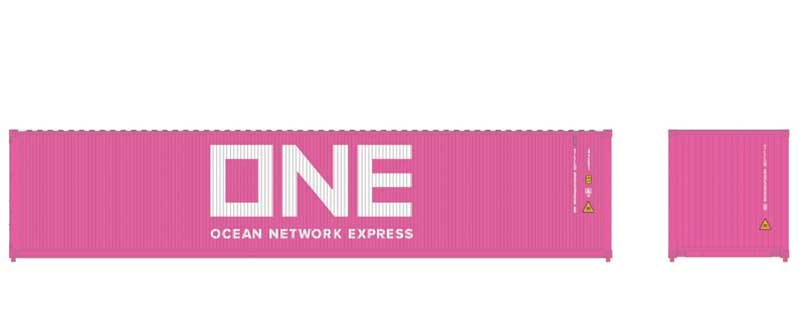 Atlas 40' Standard-Height Container 3-Pack - Assembled -- Ocean Network Express TLLU Set 1 (pink) - ATL50005887