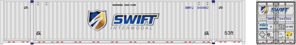 Atlas 53' Jindo-CIMC Corrugated Container 3-Pack - Assembled - Master(R) -- Swift Set 1 944813, 944832, 944845 (white, blue, Shield Logo) - ATL50005956