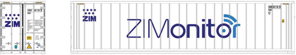Atlas ATL50006005 40' Reefer Container 3-Pack - Master(R) -- ZIM Set 2 ZMOU 8817477, 8817522, 8817630 (white, blue, Monitor Markings) - ATL50006005