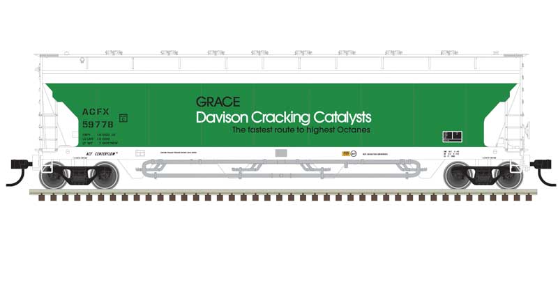 Atlas N Pressureaide Centerflow Covered Hopper - Ready to Run - Master(R) -- Grace Davison #59771 (green, white)