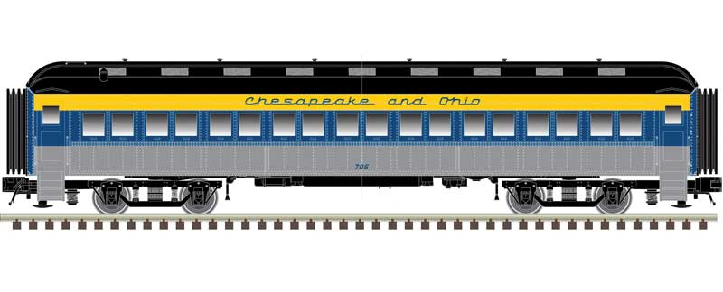 Atlas N ACF Heavyweight 60' Coach - Ready to Run -- Chesapeake & Ohio #709 (blue, gray, yellow) - ATL50006254