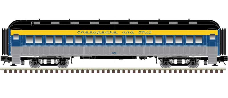 Atlas N ACF Heavyweight 60' Coach - Ready to Run -- Chesapeake & Ohio #710 (blue, gray, yellow) - ATL50006255