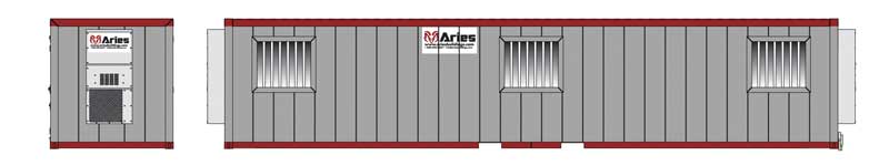Atlas N 40' Mobile Office Container - Assembled -- Aries (gray, maroon)