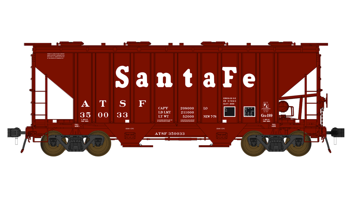Class One Model Works PS 3000CD Two-Bay Hopper Car - Santa Fe ATSF 350057