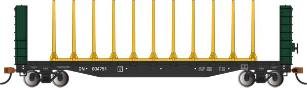 Bachmann Trains 52' Centerbeam Bulkhead Flatcar - Ready to Run -- Canadian National #60472 (black) - BAC12902
