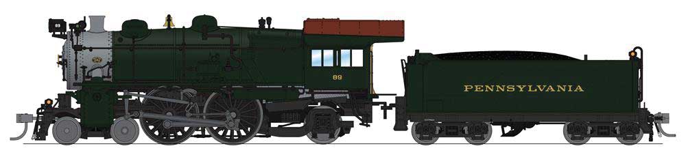Broadway Limited HO Class E6 4-4-2 Atlantic, Prewar - Sound & DCC - Paragon4 -- Pennsylvania Railroad #89 (Brunswick Green, graphite, Tuscan) - BLI6702