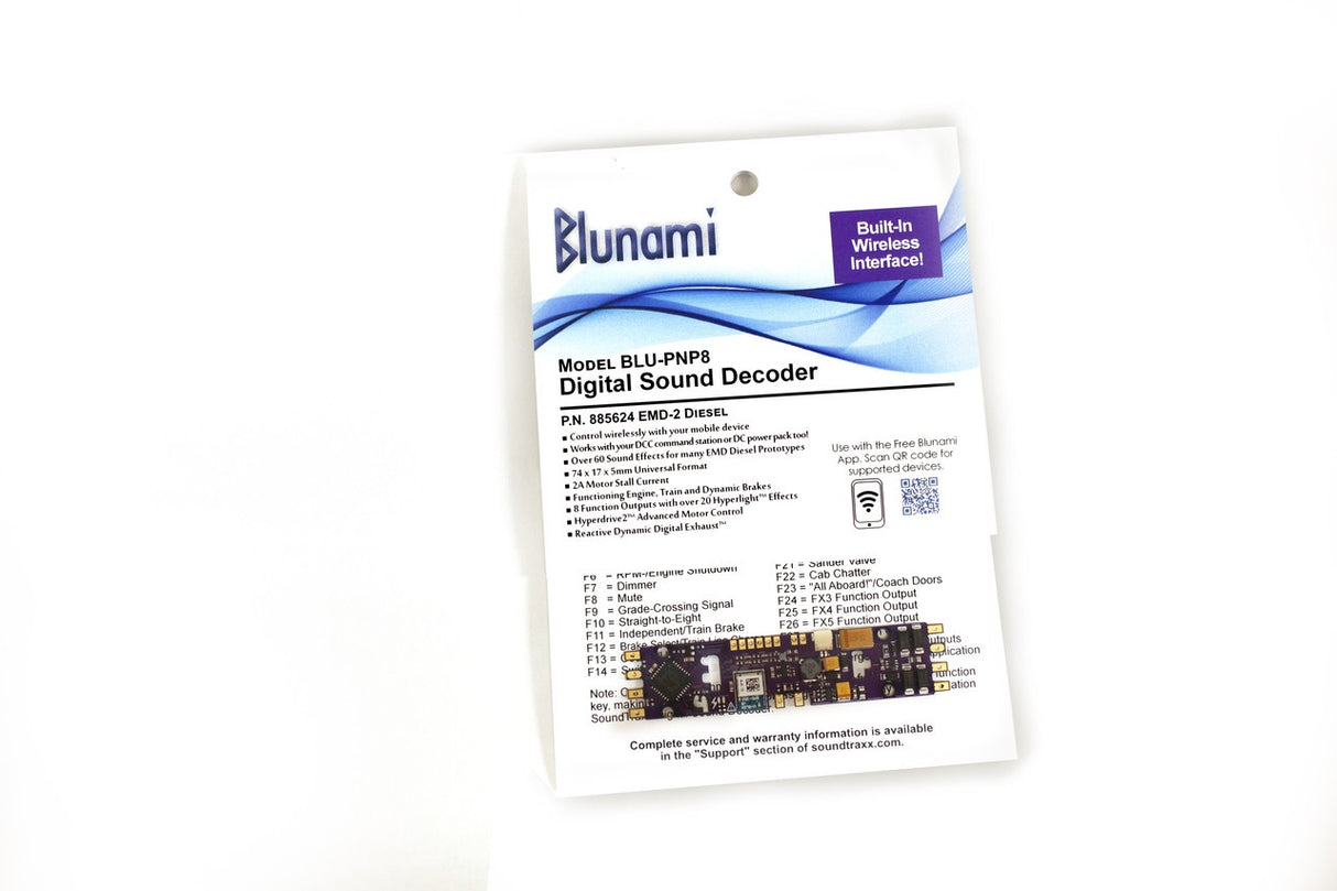 Soundtraxx Blunami BLU-PNP8 Sound and DCC Contol Decoder - Light Board Replacement Format -- EMD-2 Sounds
