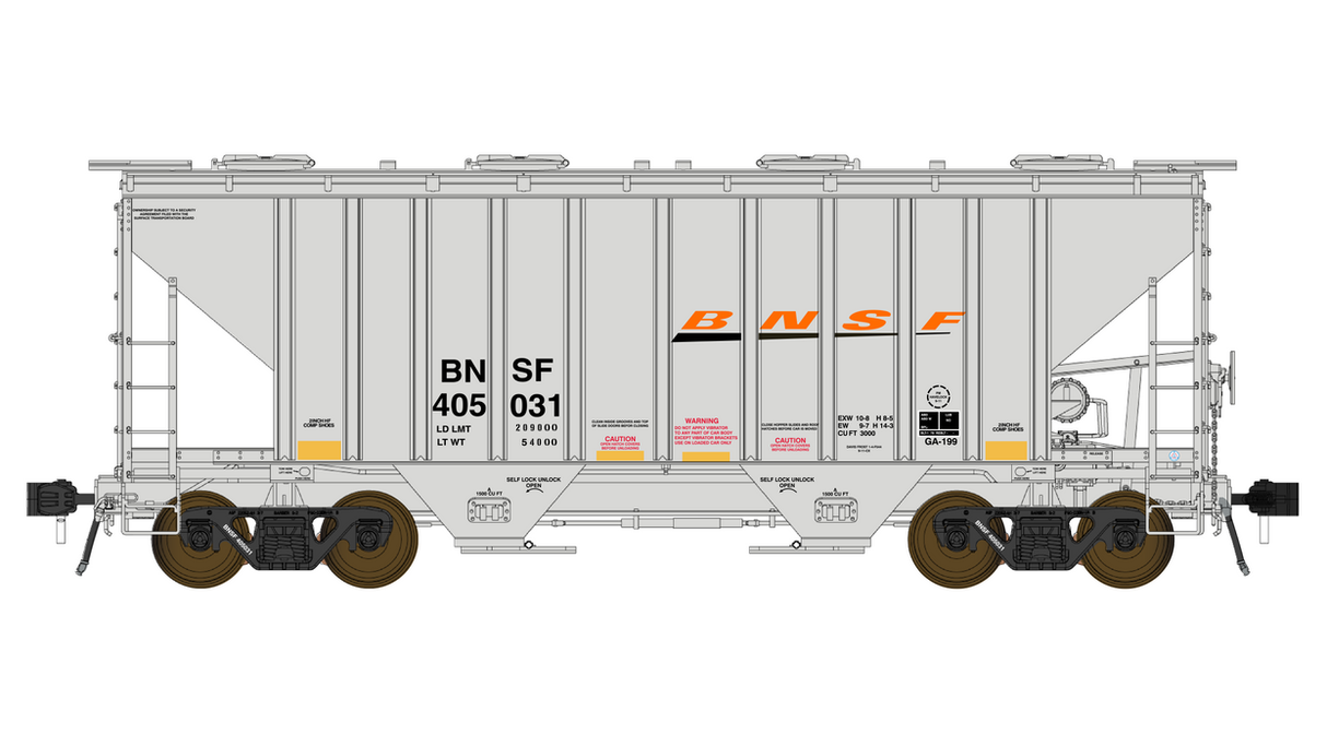 Class One Model Works PS 3000CD Two-Bay Hopper Car - BNSF - Gray BNSF 405031