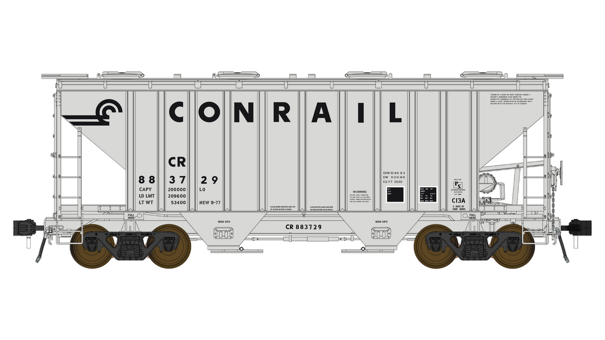 Class One Model Works PS 3000CD Two-Bay Hopper Car - Conrail CR 883729