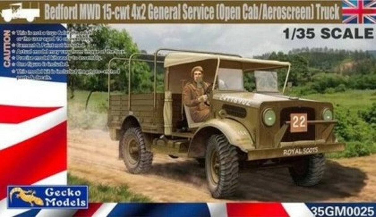 Gecko Models 1/35 BEDFORD MWD 15CT 4X2 GERNERAL SERVICE OPEN CAB/AEROSCREEN TRUCK - GKO350025