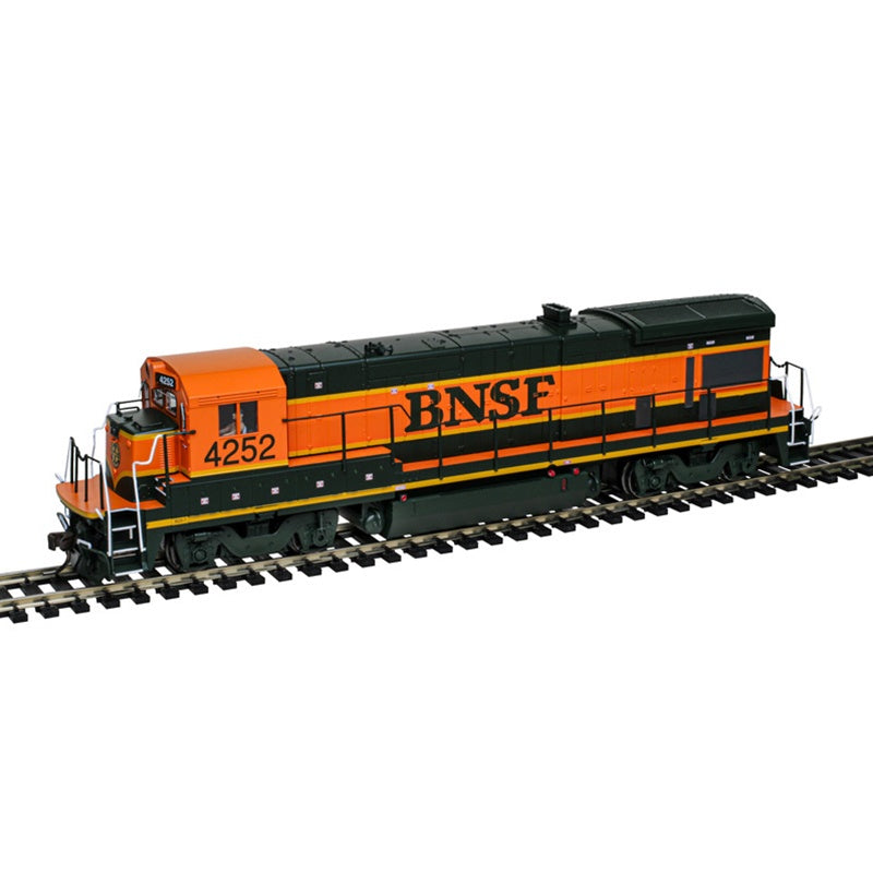 GE B23-7 Low Nose - Standard DC - Master(R) Silver -- BNSF Railway #4266 (H1, orange, green, yellow)