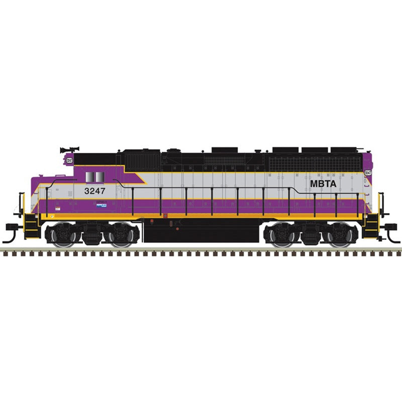 Atlas HO EMD GP40 - LokSound and DCC - Master(R) -- Massachusetts Bay Transportation Authority MBTA #3247 (silver, purple, black