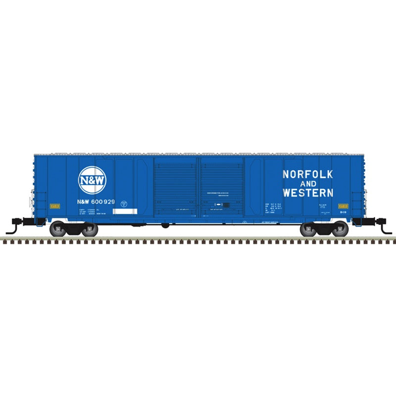 Atlas HO ACF 60' Double-Door Auto Parts Boxcar - Ready to Run - Master(R) -- Norfolk & Western (N&W) #600929 (blue, white, Hamburger Logo)
