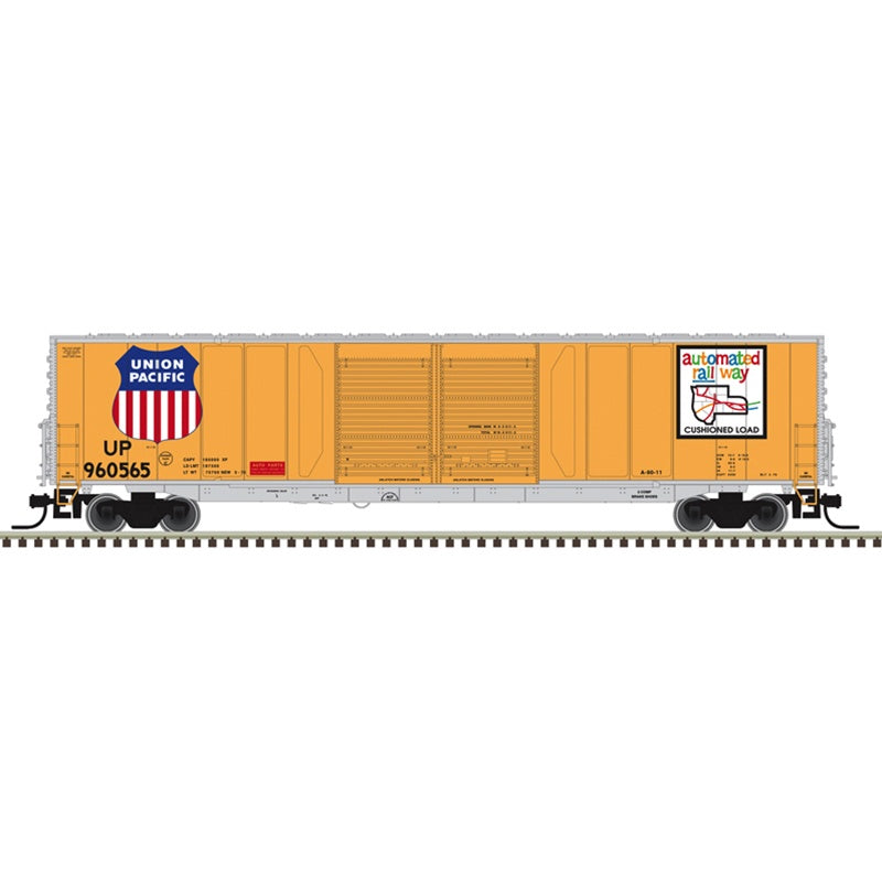 Atlas HO ACF 60' Double-Door Auto Parts Boxcar - Ready to Run - Master(R) -- Union Pacific (UP) #960571 (Armour Yellow, silver, white, Automated Railway)