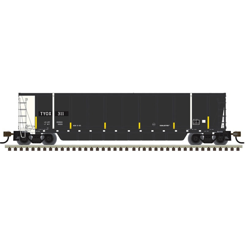 Atlas HO Coalveyor Bathtub Gondola - Ready to Run - Master(R) -- The Tie Yard of Omaha TYOX #315 (black, white, yellow conspicuity marks)