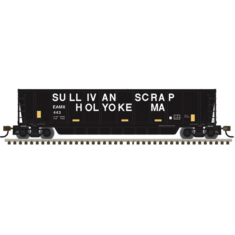 Atlas HO Coalveyor Bathtub Gondola - Ready to Run - Master(R) -- Sullivan Scrap Metal EAMX #431 (black, white, yellow conspicuity marks)