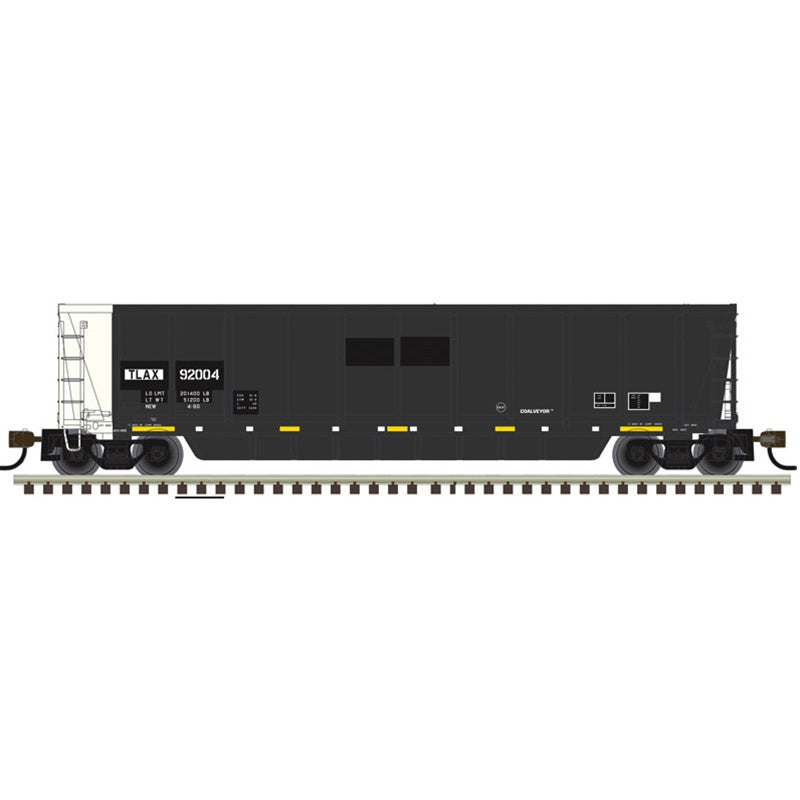 Atlas HO Coalveyor Bathtub Gondola - Ready to Run - Master(R) -- Transload America TLAX #92004 (black, white, yellow conspicuity marks)