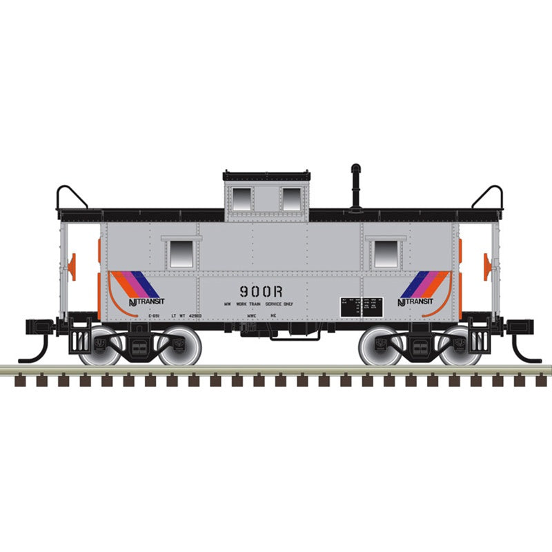 Atlas HO C&O - Style Steel Center-Cupola Caboose - Ready to Run -- New Jersey Transit #903 (silver, black, Small Disco Stripes)