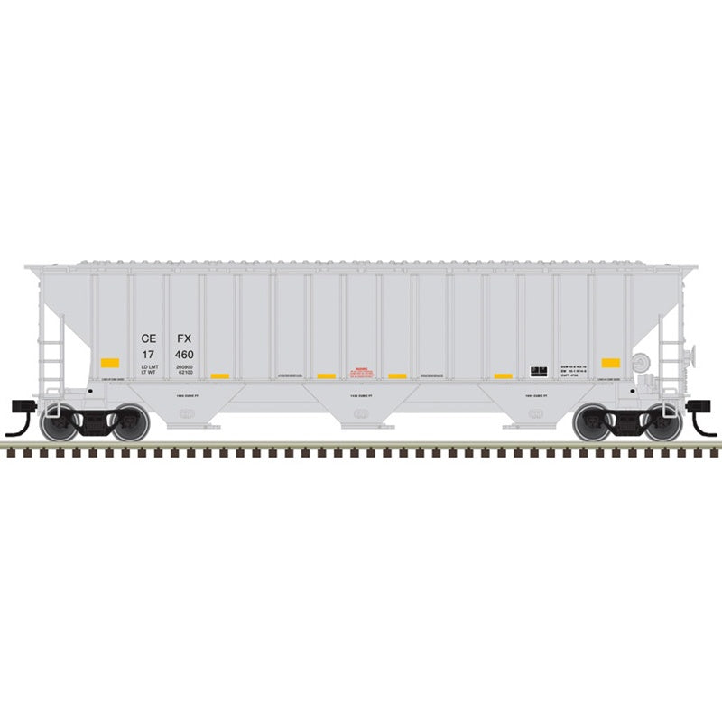 Atlas HO Thrall 4750 Covered Hopper - Ready to Run -- CIT Group CEFX #17460 (gray, yellow, conspicuity marks)