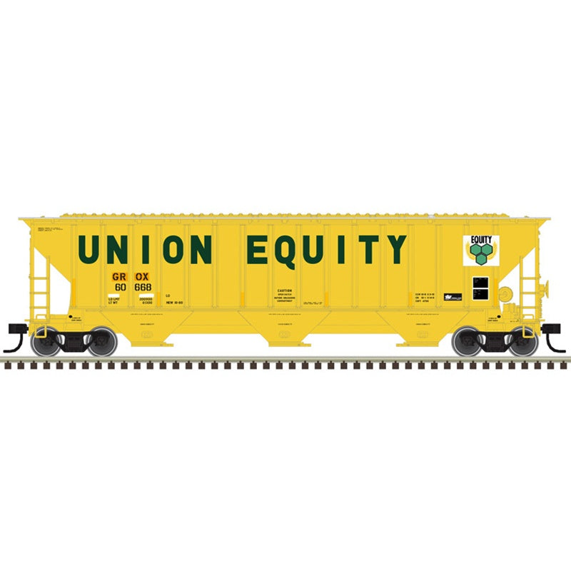 Atlas HO Thrall 4750 Covered Hopper - Ready to Run -- First Union Rail GROX #60682 (Ex-Union Equity, yellow, green)