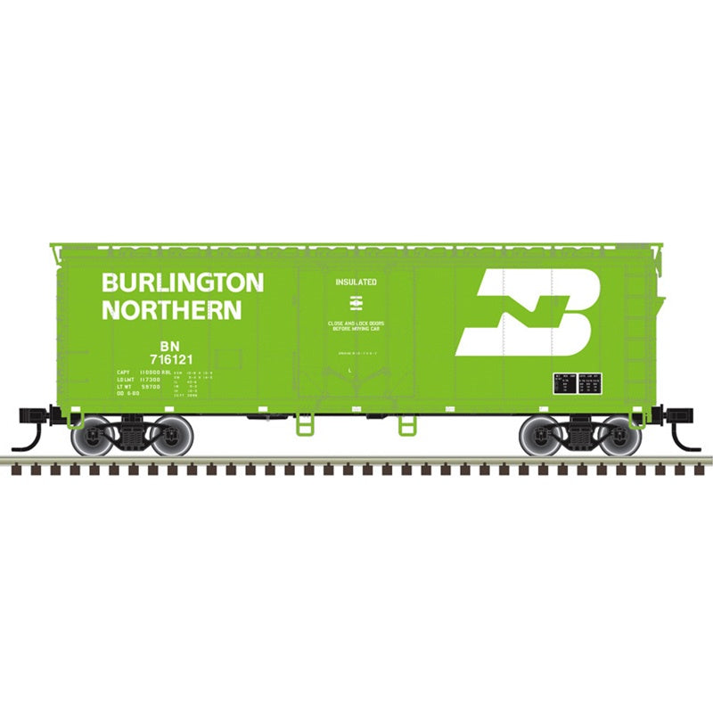 Atlas HO 40' Plug-Door Boxcar - Ready to Run -- Burlington Northern (BN) #716129 (Cascade Green, white, Large Logo)