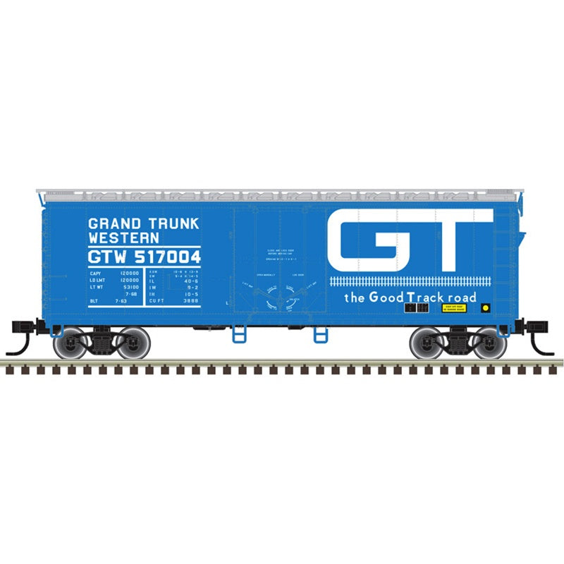 Atlas HO 40' Plug-Door Boxcar - Ready to Run -- Grand Trunk Western (GTW) #517009 (blue, white, Good Track Logo)