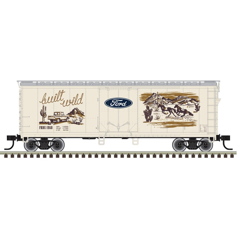 Atlas HO 40' Plug-Door Boxcar - Ready to Run -- Ford(R) Western Built Wild #1966 (Fantasy Scheme, tan, Boxcar Red)