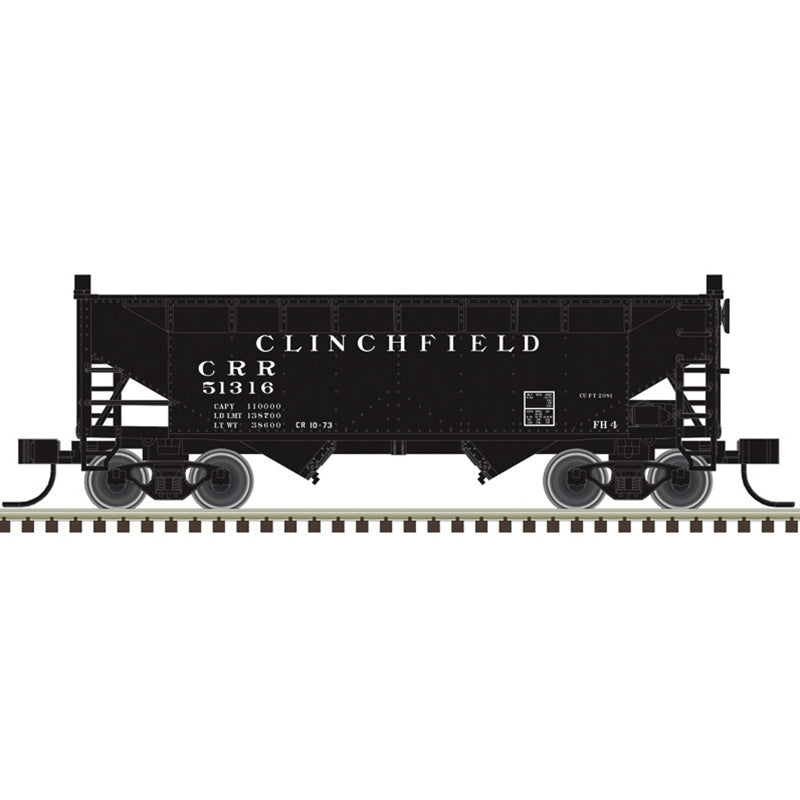Atlas HO Offset-Side 2-Bay Open Hopper - Ready to Run -- Clinchfield (CRR) #51316 (black, white)