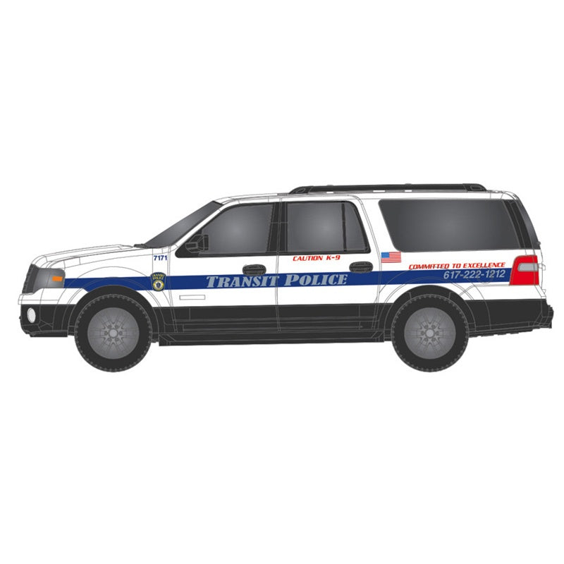 Atlas HO 2007 Ford Expedition - Assembled -- Massachusetts Bay Transportation Authority MBTA (white, blue, black)