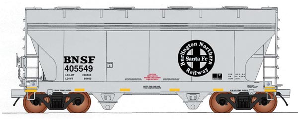 Intermounain Railway ACF 2-Bay Center-Flow Covered Hopper - Ready to Run -- Burlington Northern Santa Fe (gray, black, Large Circle-Cross Logo) - IMR46544