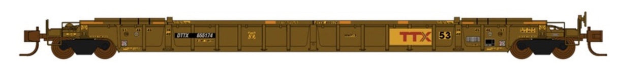 Jacksonville Terminal N DTTX NSC 53' well car Class NWF13 - 17 Post (Weathered & Patched) w/stripes, large Red TTX 655174