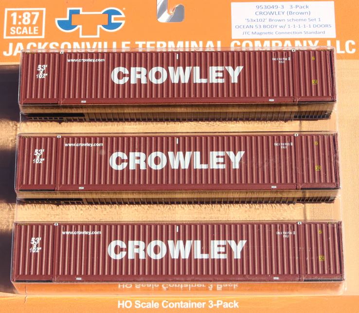 Jacksonville Terminal HO CROWLEY BROWN CONTAINER 3/PK - JTC953049