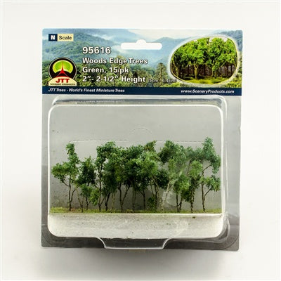JTT Minature Tree - Woods Edge Trees -- Green - 2 to 2-1/2" 5.1 to 6.4cm pkg(15) - JTT95616