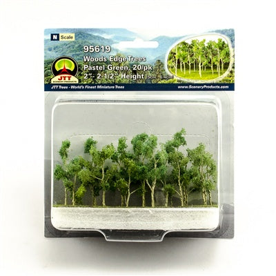 JTT Minature Tree - Woods Edge Trees pkg(20) -- Pastel Green - 2 to 2-1/2" 5.1 to 6.4cm - JTT95619